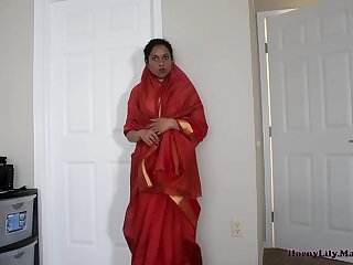 Horny Indian step mother and stepson in take effect having fun